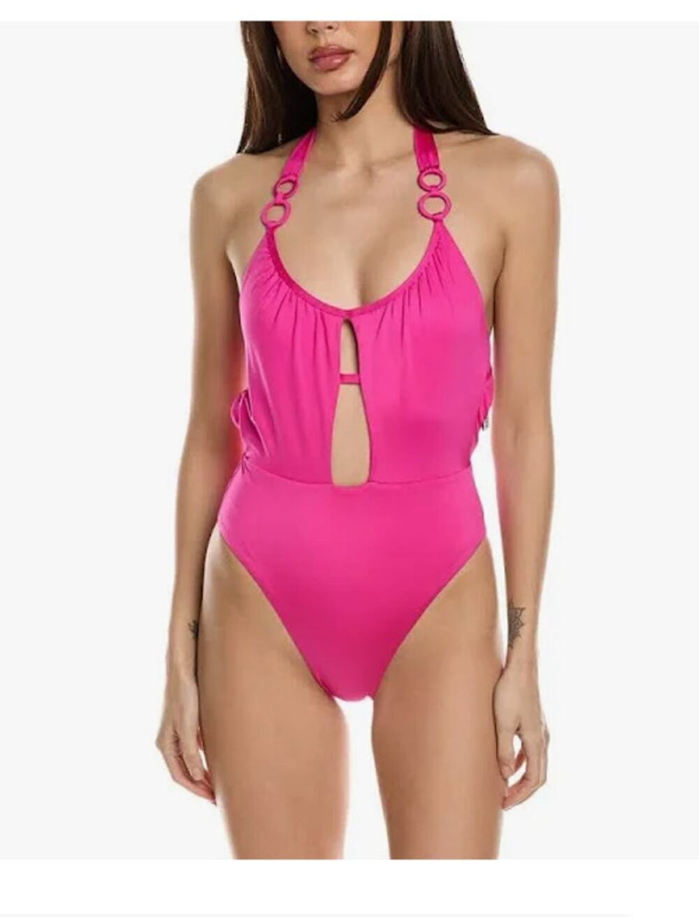 Trina Turk Monaco Scoop Neck Cut Out Halter One Piece Swimsuit Pink 6